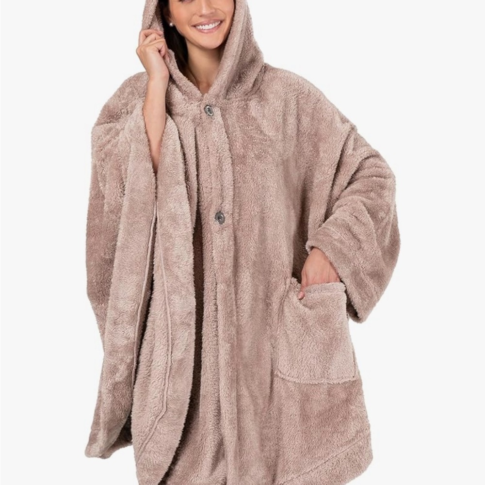 Plush Hooded Cape - Taupe
